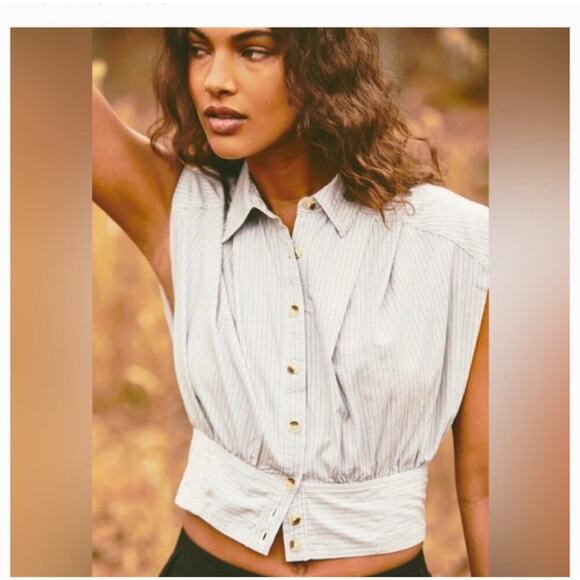 We The Free Tops - We The Free Cassie striped sleeveless crop shirt M 100% cotton festival academia
